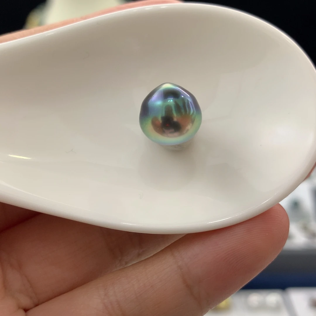 未镶嵌裸珠定制海水珍珠极光荧光渐变蓝水滴11+