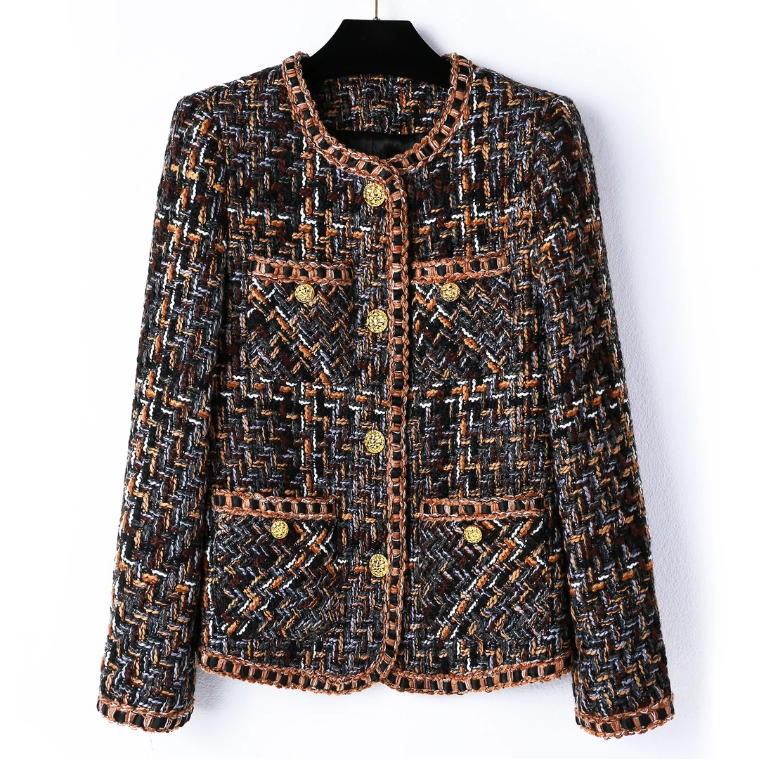 【品牌撤柜剪标】外套秋季女外套气质短款时尚轻奢编织设计师0607