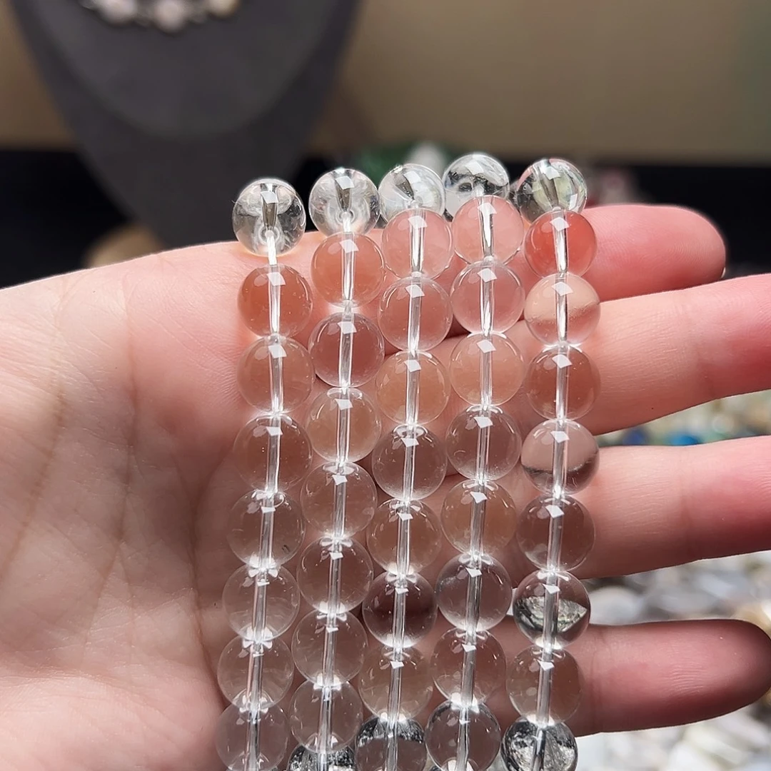 玛瑙/玉髓合金珠宝半成品D391，10mm白水晶一条