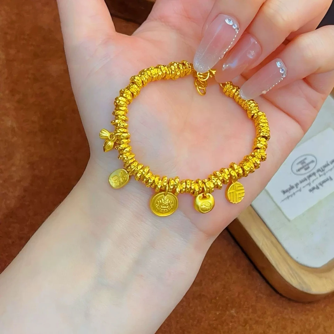 【专柜同款】手链 精工高端金色胖福黄财神盘缠手串