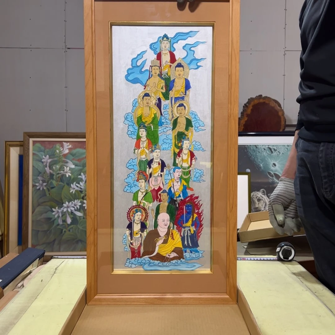 绘画卓**生屏风框画茶空间设计