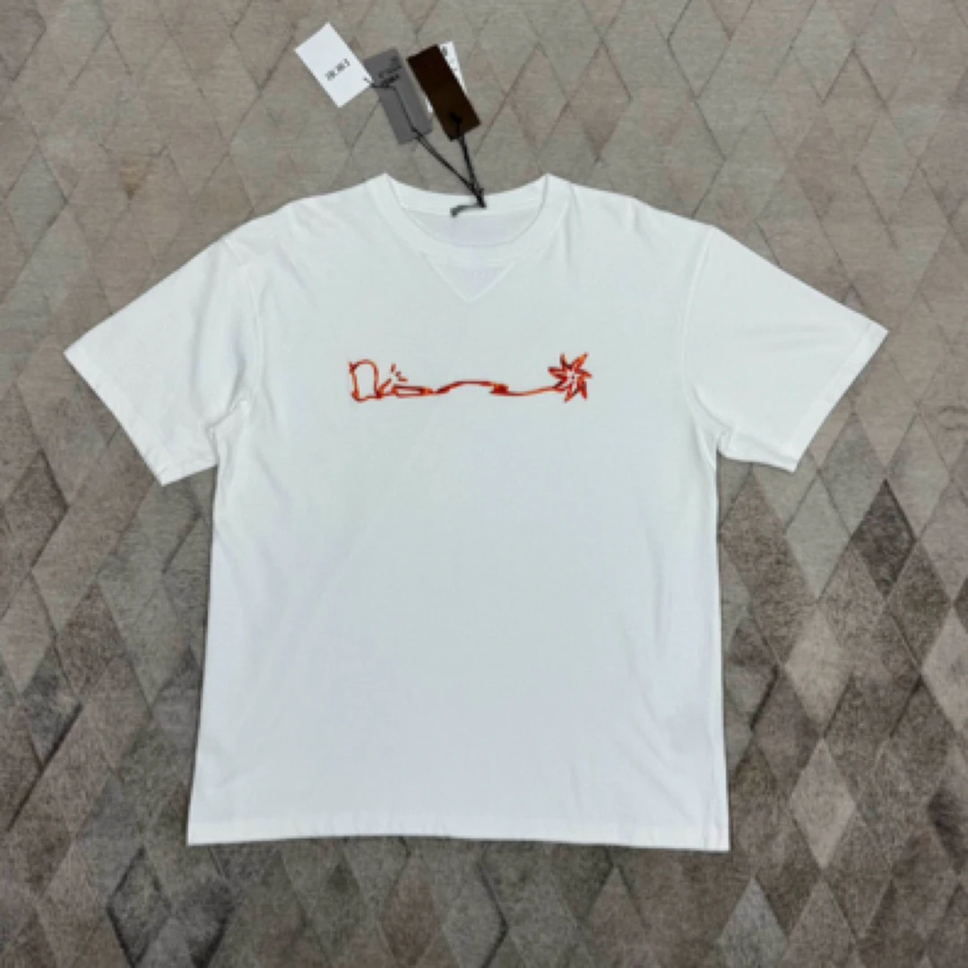 全新未使用 DIOR/迪奥 127980 手写体logo刺绣T恤