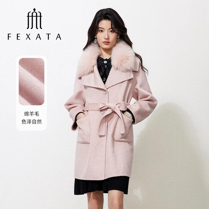 【诗语专属】FEXATA斐格思毛领羊毛大衣女士外套女