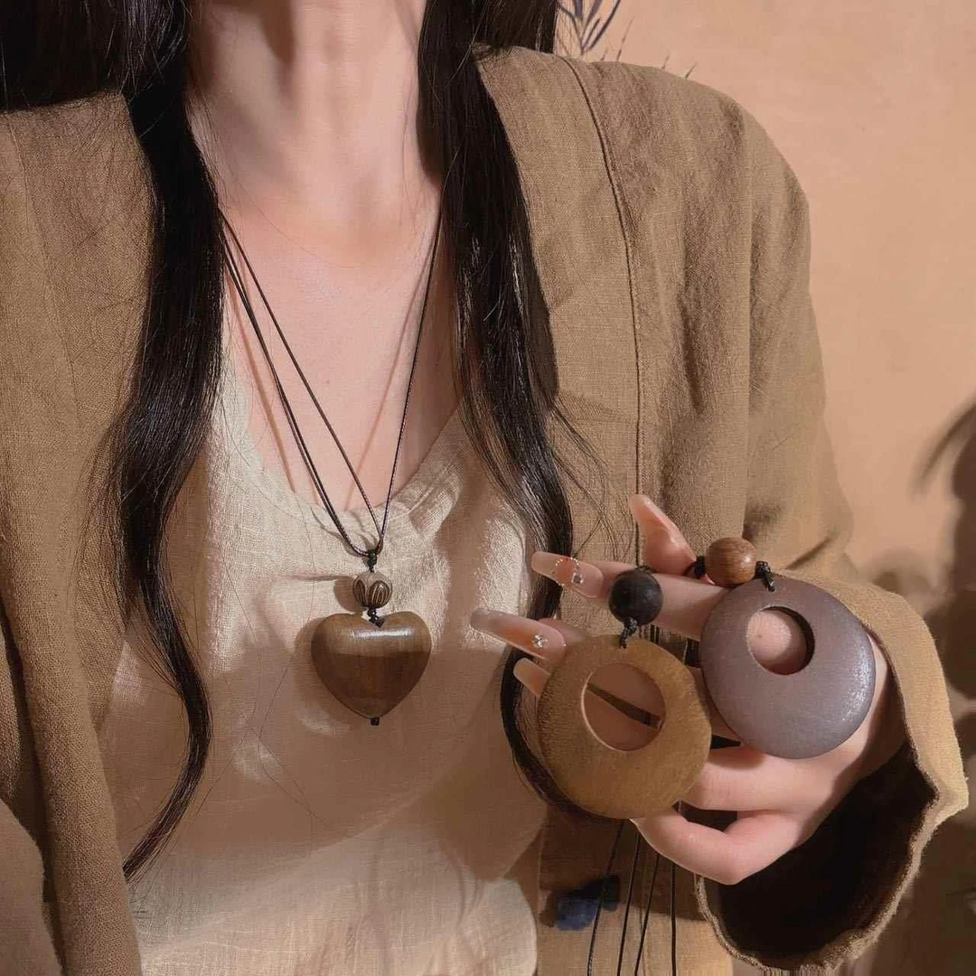 合金项链 波西米亚民族国风禅意独特爱心吊坠挂绳项链新中式T恤链