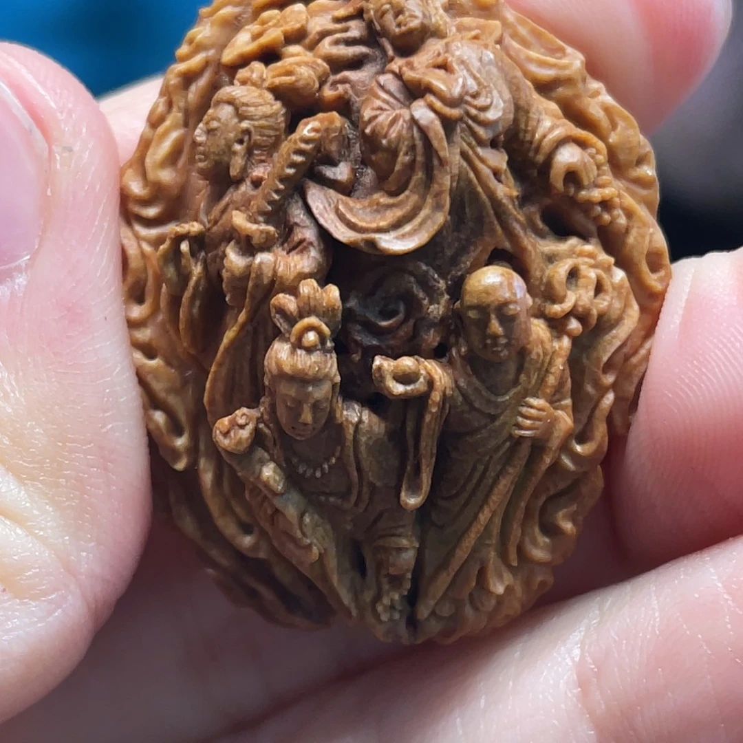 桃核雕刻四大菩萨核雕作品