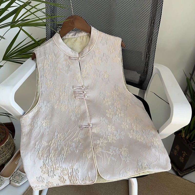 【芷若】春季新国风马夹织锦提花文艺复古新中式马甲女立领上衣