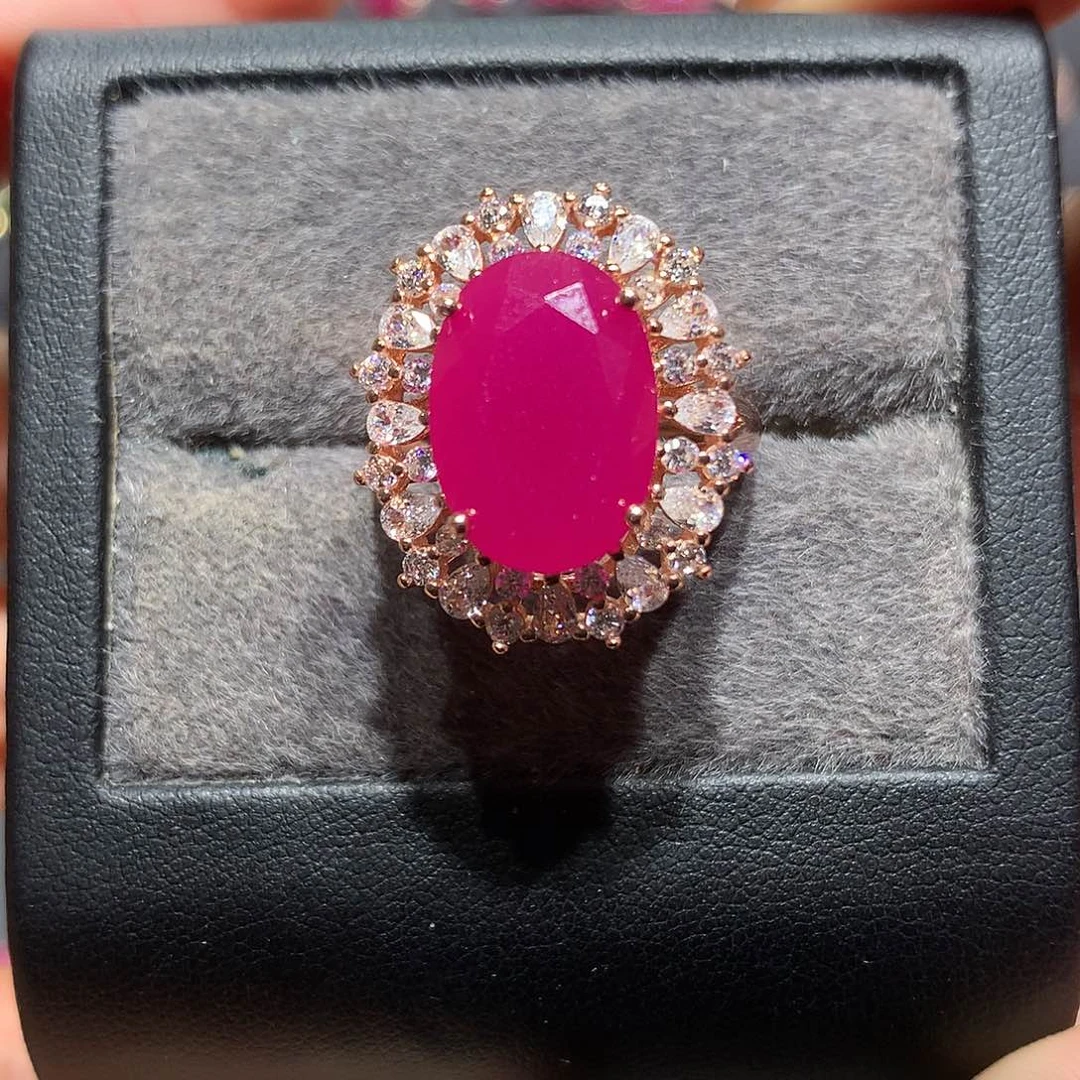 红宝石银S925镶嵌戒指