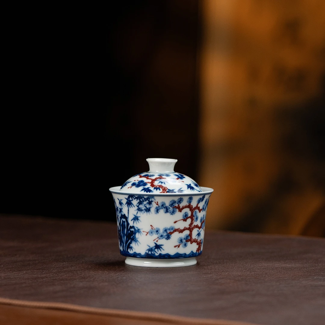 【利贞｜松竹梅二才盖碗】陶瓷盖碗约150cc福利系列DC茶具主人杯