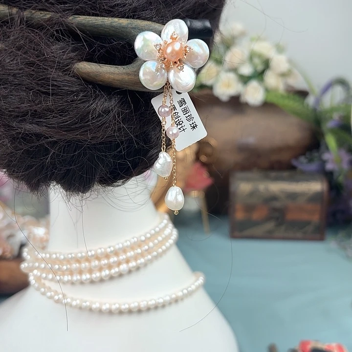 淡水珍珠发饰未镶嵌
