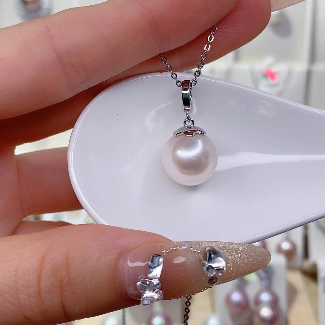 淡水珍珠银S925镶嵌吊坠(赠链)13➕