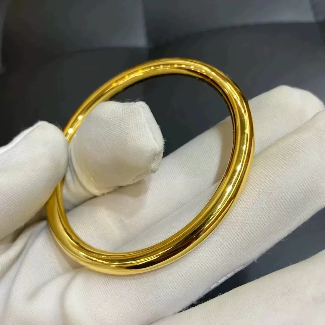 合金手镯 【手工打造】精工黄金色实心素圈光面