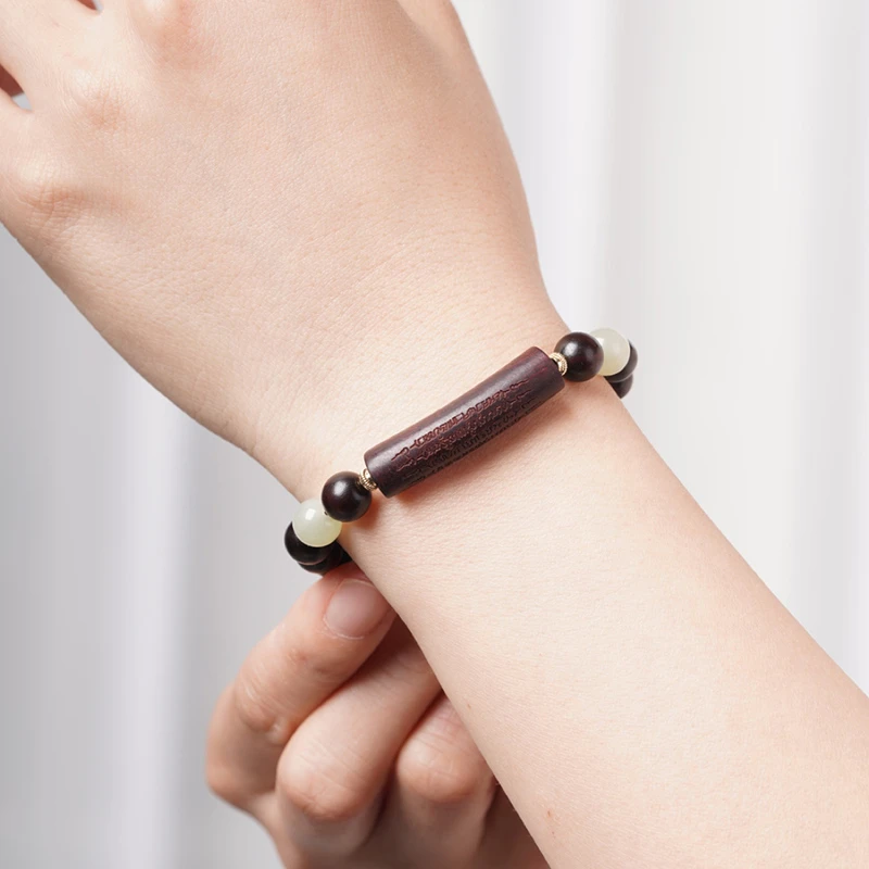 印度小叶紫檀8mm圆珠单圈手串文玩佛珠手链DIY可定制