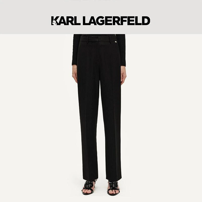 Z080【赵老板专属】KARLLAGERFELD早春新款黑色长裤241L1006