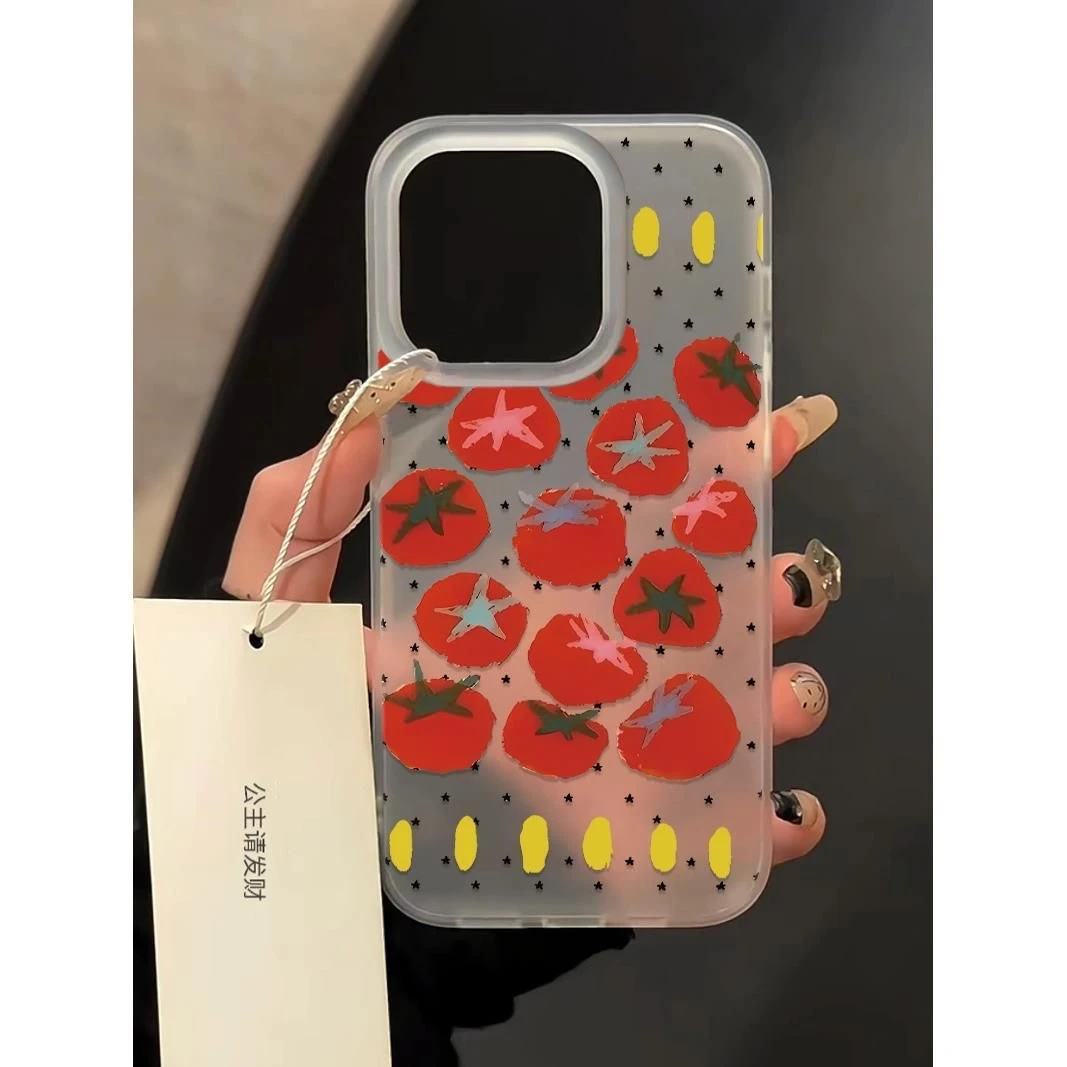 西红柿磨砂壳适用于iphone16Epromax苹果手机壳全包大孔软壳