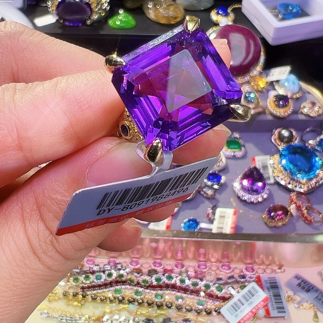 银S925镶嵌戒指紫晶