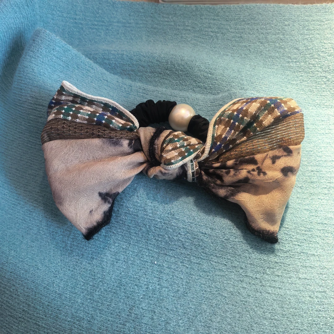 D247彩色格子碎花三层拼接肠圈