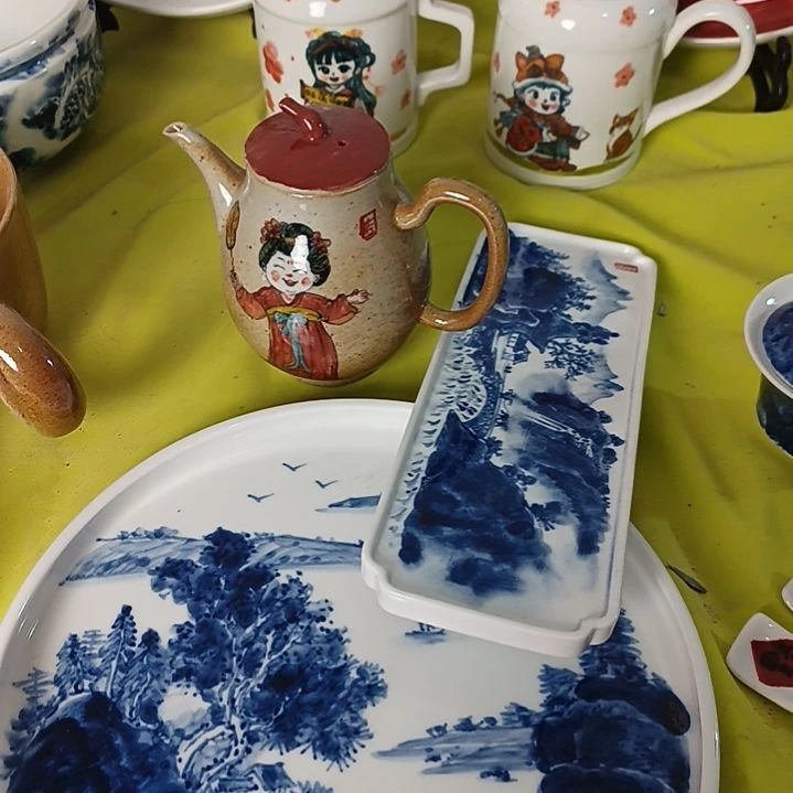 盘夜***肉景德镇手绘釉下彩手