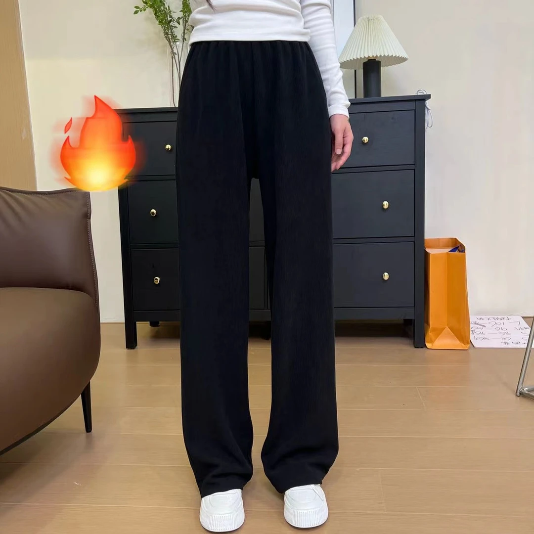 （现货）秋季新款休闲宽松百搭高腰松紧腰休闲裤-25699