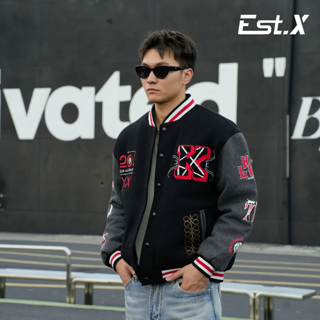 【EstX】秋冬美式棒球服夹克外套毛巾绣加厚短宽#25196
