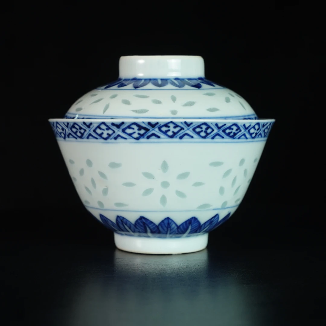 LABC250309015【十竹斋】清光绪玲珑瓷盖碗