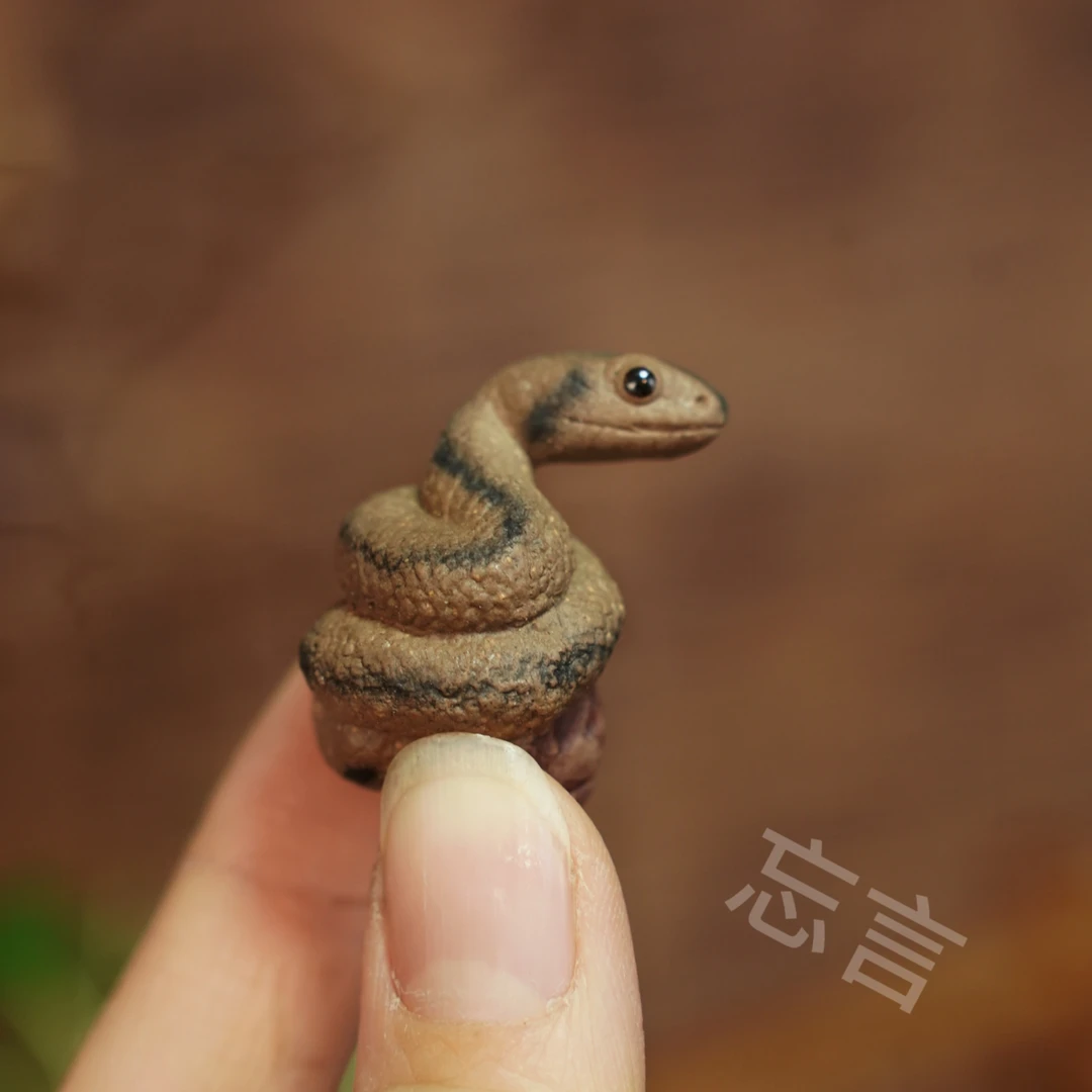 宜兴紫砂茶宠小蛇茶宠摆件雕塑可养茶玩茶具礼品生肖蛇