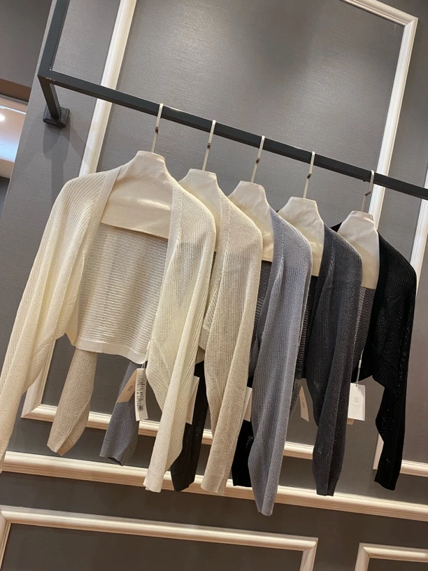 欧都梦·百搭气质纯色针织天丝亚麻宽松休闲披肩开衫 95015