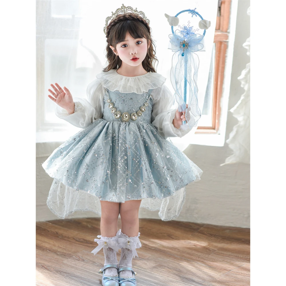 女童春秋2025新款八音盒洛丽塔连衣裙儿童女宝宝生日礼服公主纱裙