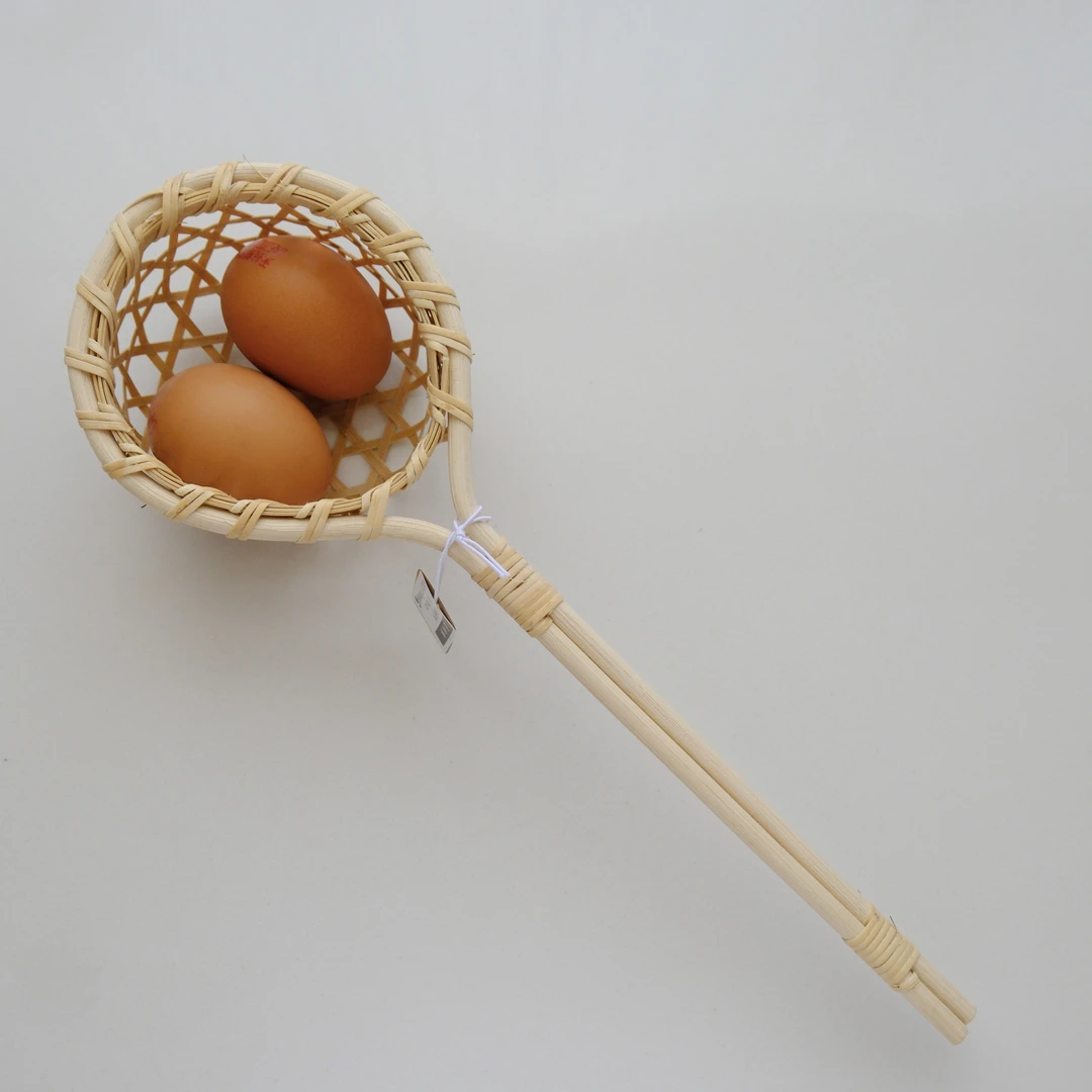 花间事捞蛋手工竹编漏勺 口径10cm 长度32cm