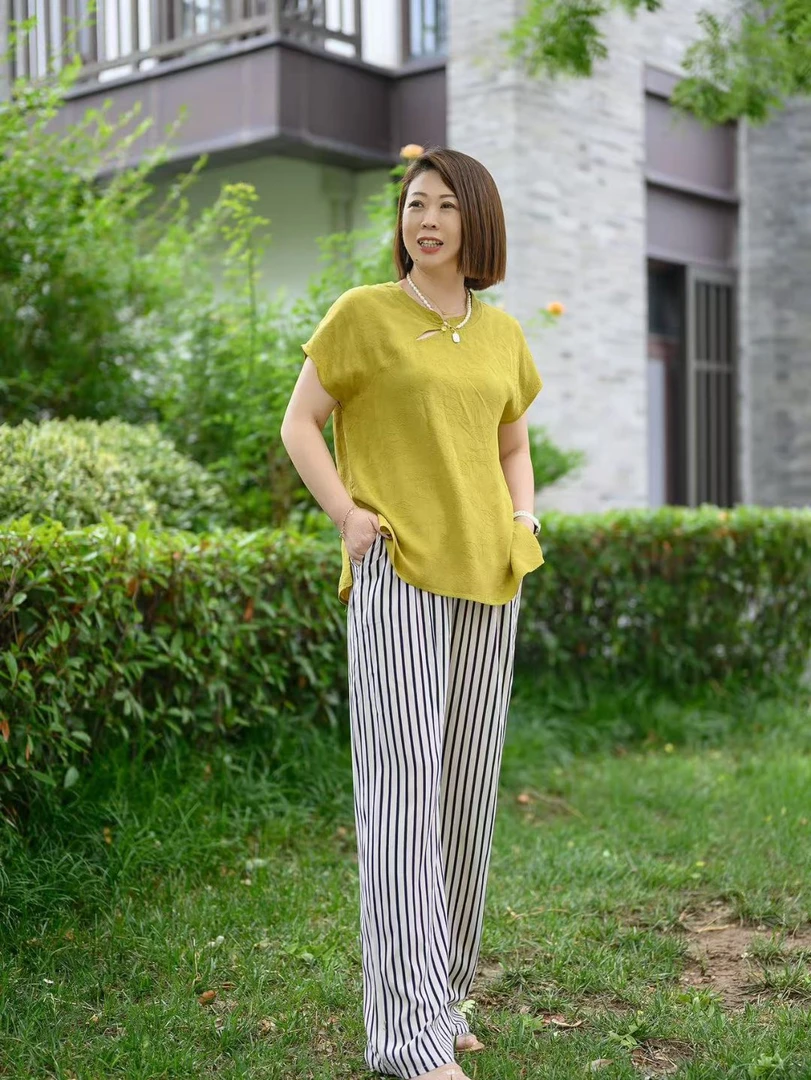 亲子装母亲闺女韩版圆领气质休闲洋气女装夏款棉绸套装