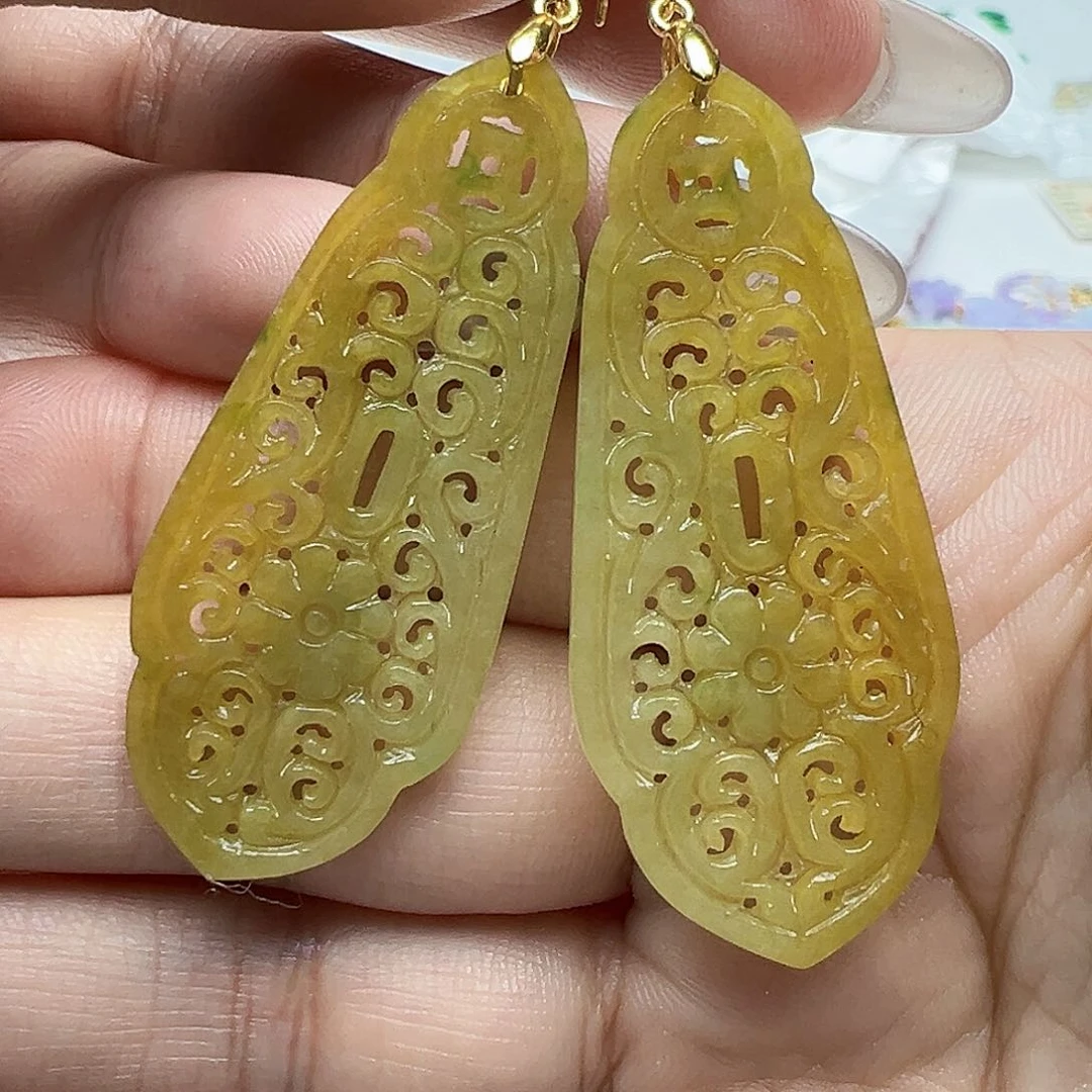 翡翠耳饰银S925镶嵌天然缅甸A货翡翠