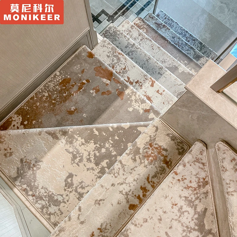 楼梯踏步垫轻奢免胶自粘室内楼梯地毯实木防滑垫满铺简约家用定制