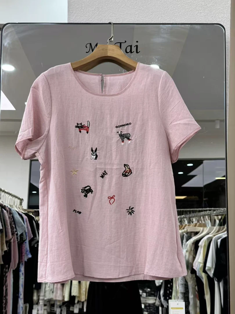 （女权贵族）短袖常规款常规BM风休闲风T恤绣花宽松休闲时尚半袖