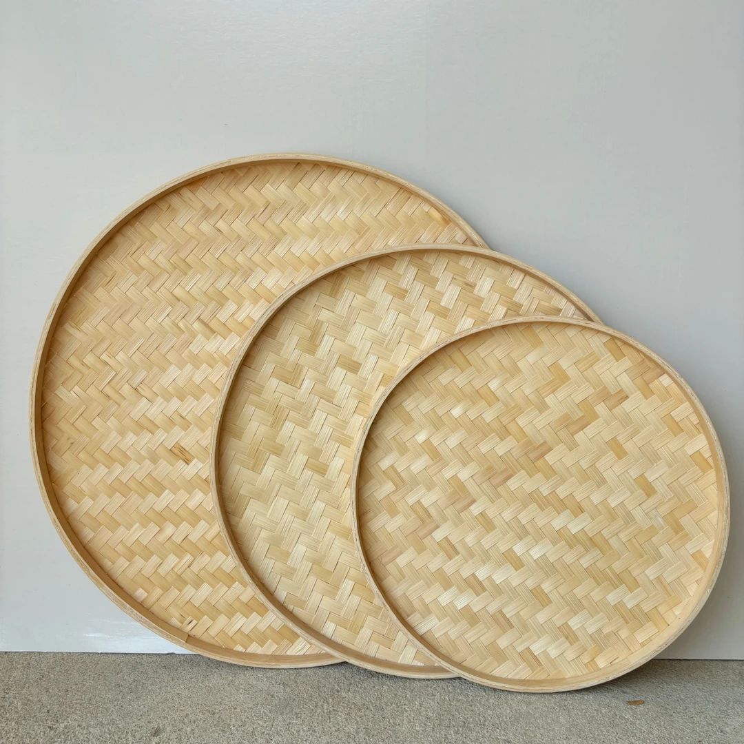 竹黄无孔60+70+80三件套家用晾晒收纳绘画簸箕