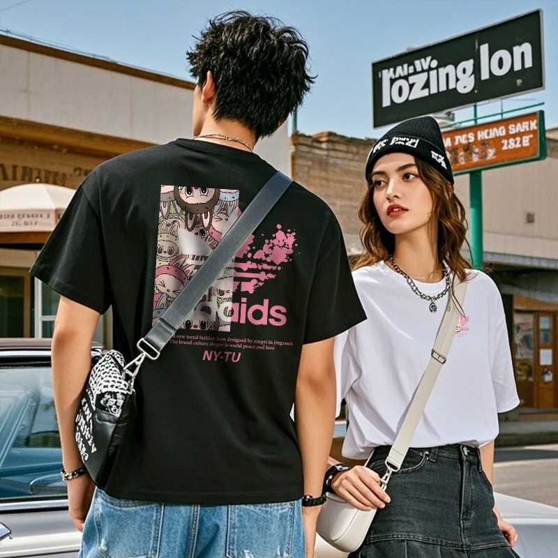 嘻哈韩版T恤短袖健身时尚学生常规款男士圆领常规情侣