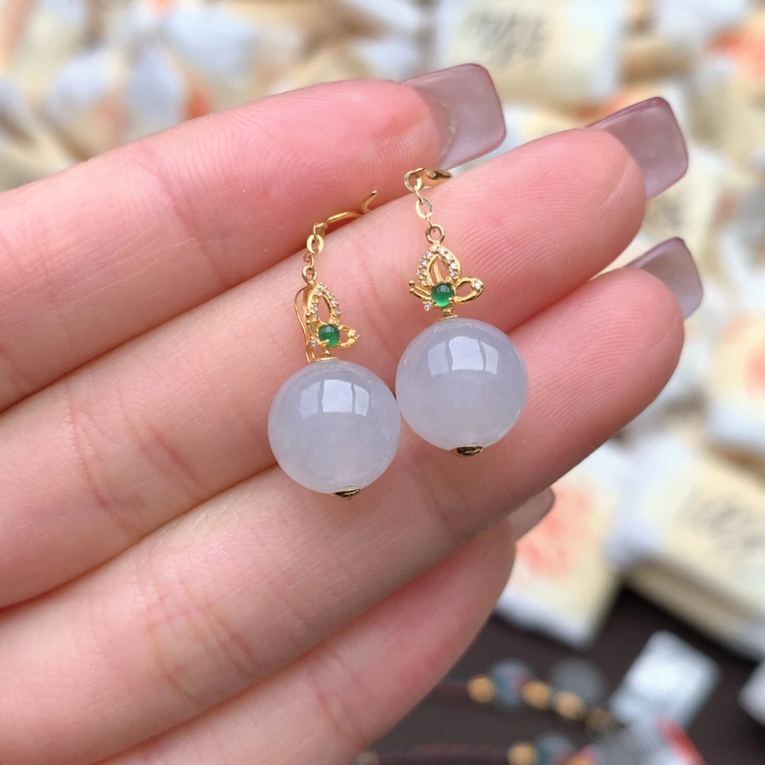 【闪购商品】翡翠耳饰18K金镶嵌一