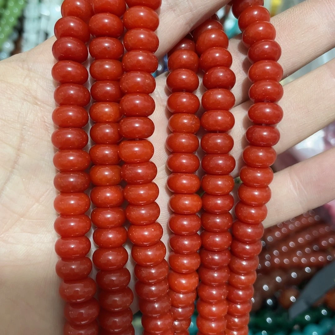 玛瑙/玉髓合金珠宝半成品红玉髓算盘珠卡10