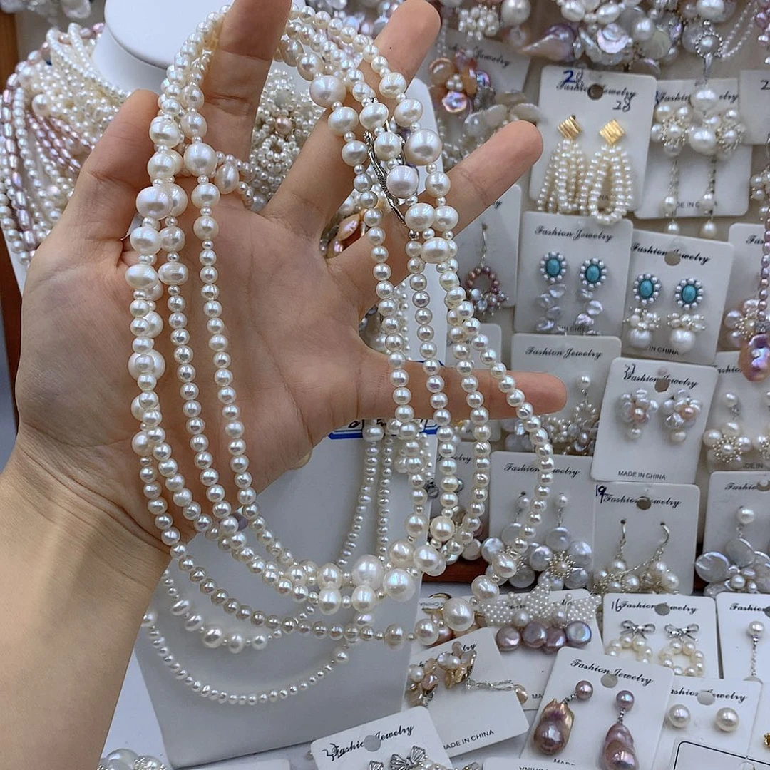 红***玉银S925镶嵌项链耳饰淡水珍珠