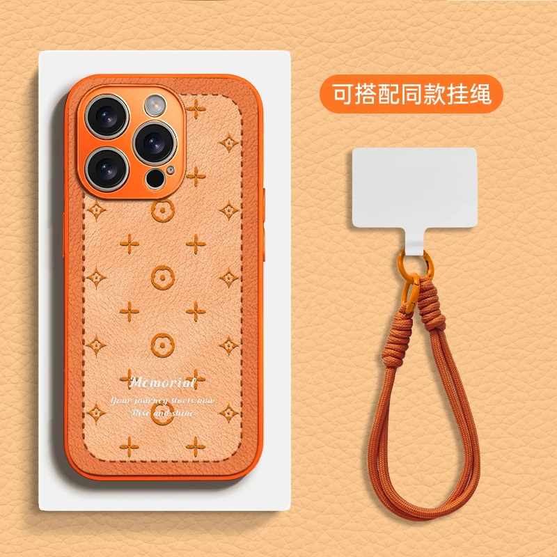 适用于苹果17华为OPPO小米VIVO高颜值百搭金属漆小羊皮壳HA0500