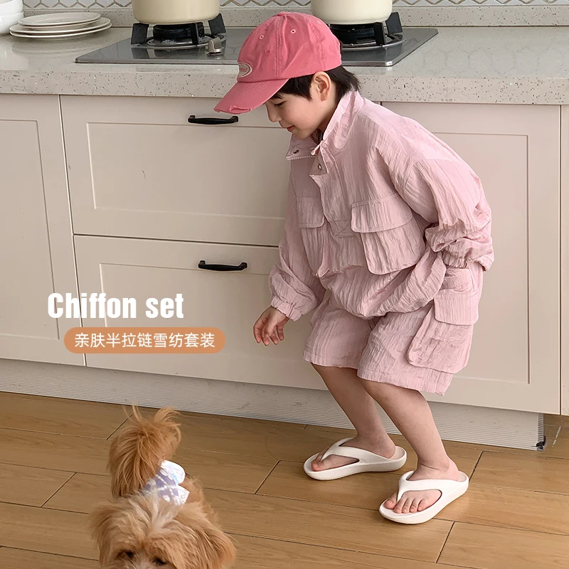 亲肤半拉链春夏秋韩版潮儿童春装男孩两件套 12261