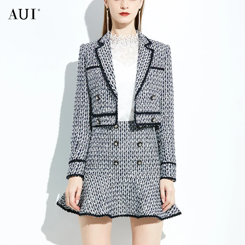 【媛媛女王专享】AUI小香风外套套装包臀半身裙两件套-21D029325