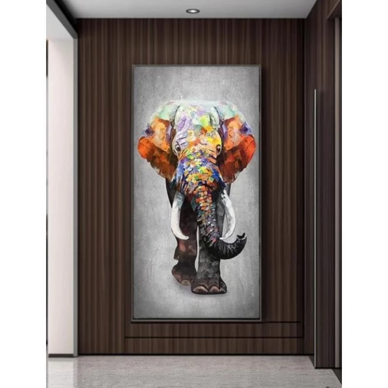 x230轻奢大象寓意玄关装饰画客厅入户过道大气挂墙壁画