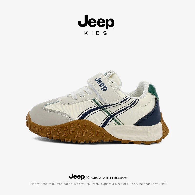 jeep儿童运动鞋男童2025新款秋季魔术贴阿甘鞋女童鞋子户外休闲鞋
