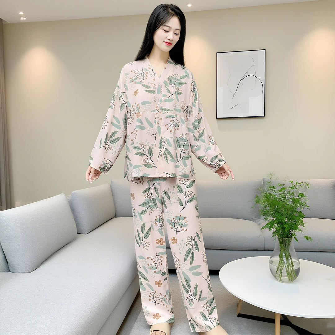 春秋季轻奢睡衣2025新款女套装云朵棉韩版不带胸垫家居服套装Y172