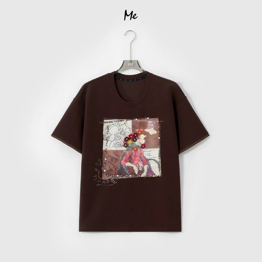 ME【特蕾莎】立体勾花手缝钉珠显瘦舒适时尚百搭一手长上衣MESA0661