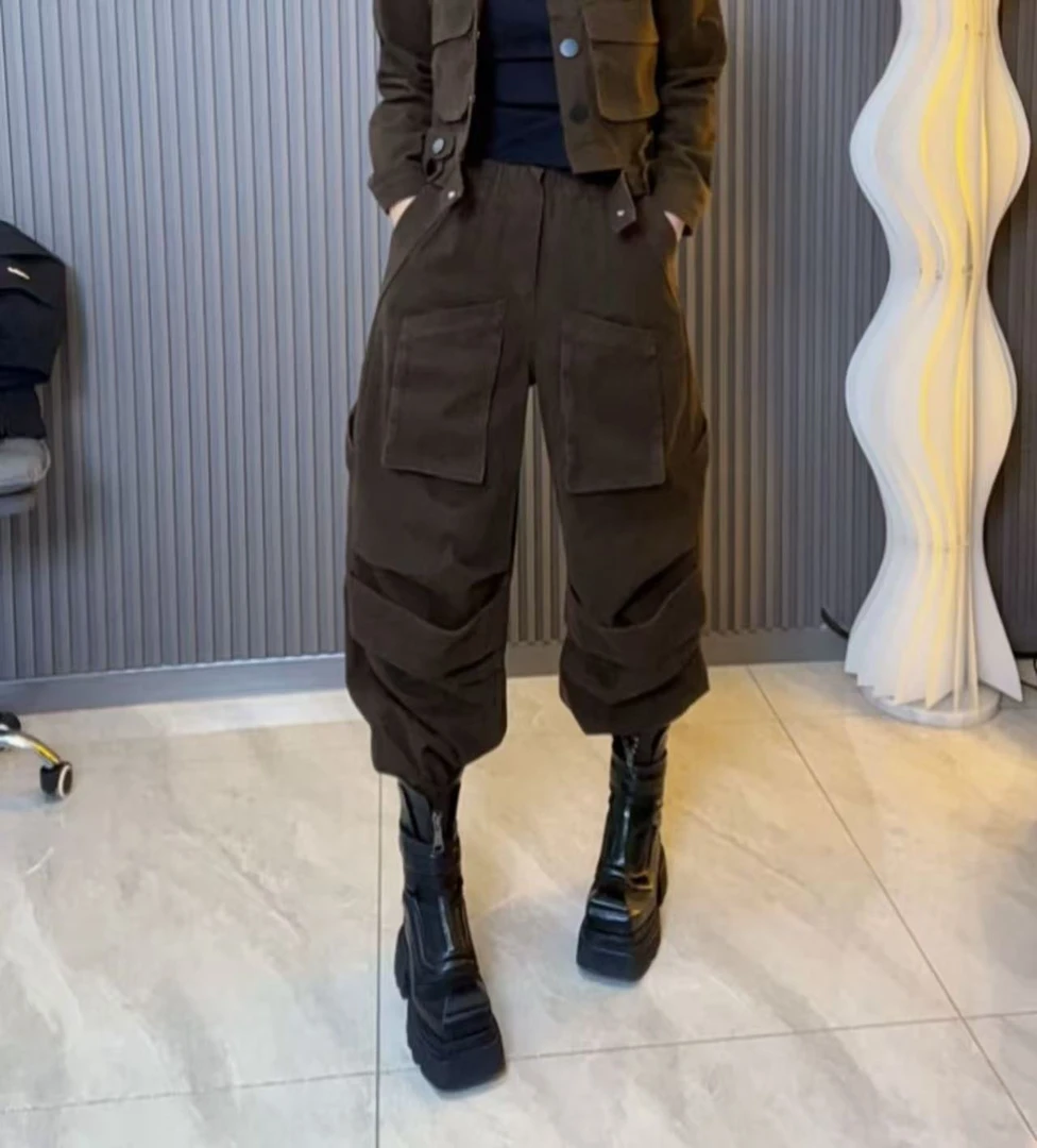 休闲时尚个性秋冬服装宽松百搭冬季洋气欧版工装裤#K68网红