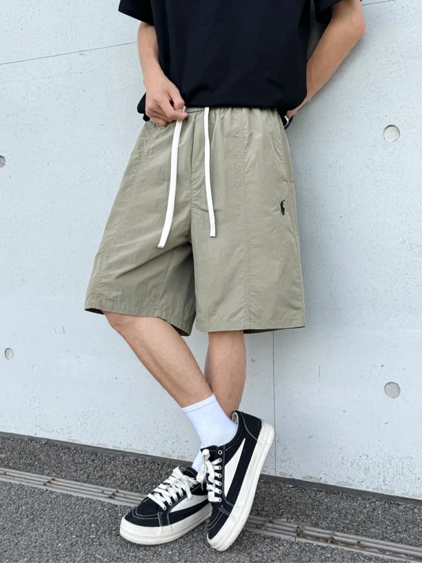 短裤2606夏季男士短裤男式宽松工装短裤中裤抽绳纯色ins港风