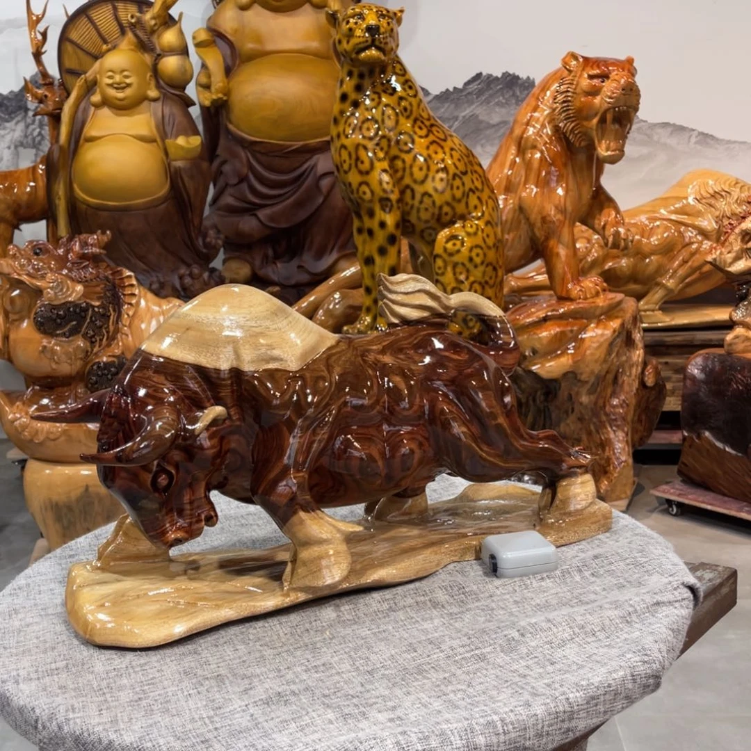 香樟木牦*香樟木手工雕刻牛