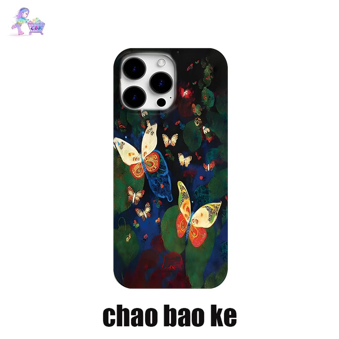 油画蝴蝶手机壳适用于iphone16promax苹果15pro小众14/13/12p创意