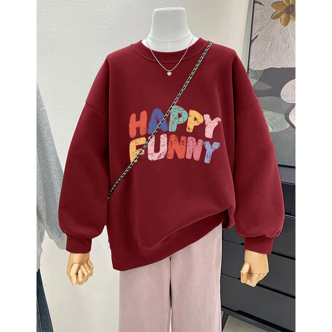 200斤胖mm大码oversize秋冬季圆领卫衣女显瘦遮肚加绒加厚外套潮