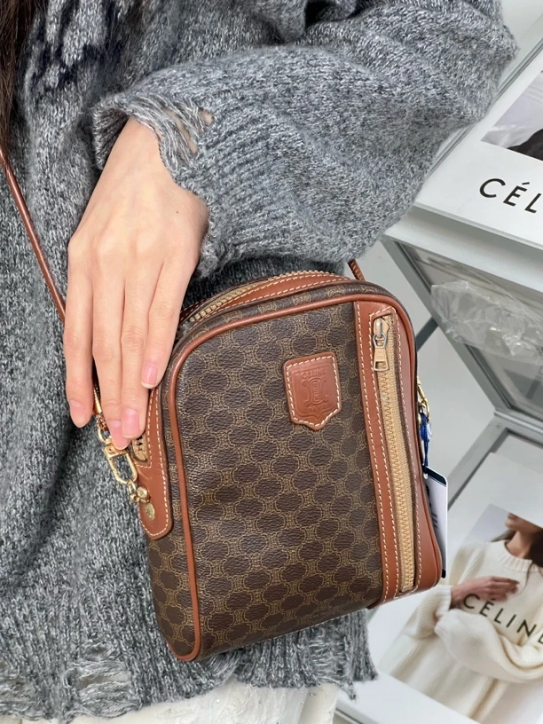 95新 Celine/思琳 老花豆腐斜挎包 单肩包/秋境 00112